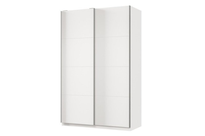 Sliding wardrobe 2-door Praktik 140x220x60 cm, white, silver profile
