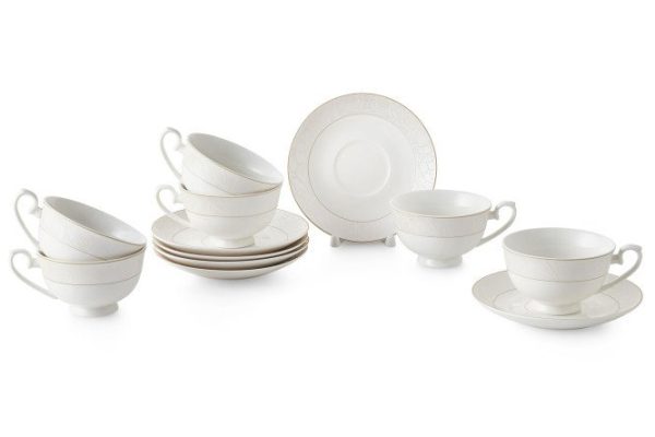 Set of tea pairs EVIO Tiara 6 persons, 12 pcs., Porcelain