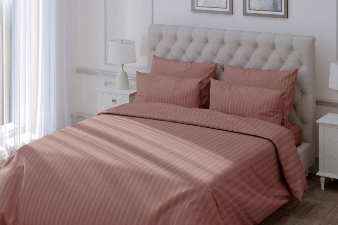 Stripe Premium Ash Bedding Set Cotton 148x215 cm, Family