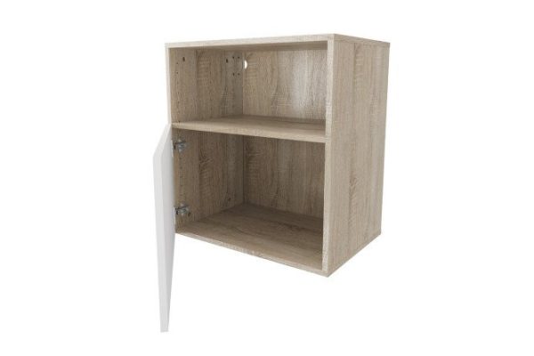 Cabinet with shelves and door Oscar Amika 60x64, Sonoma oak / white gloss