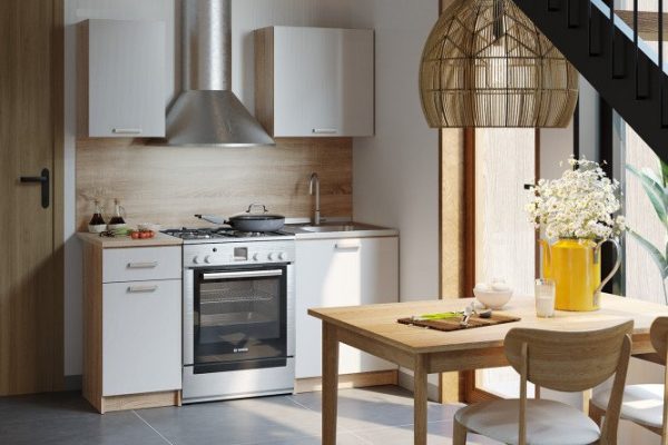 Kitchen set Nika 1.0 m 100x207.7x60 cm, body color - Sonoma oak, facade - white