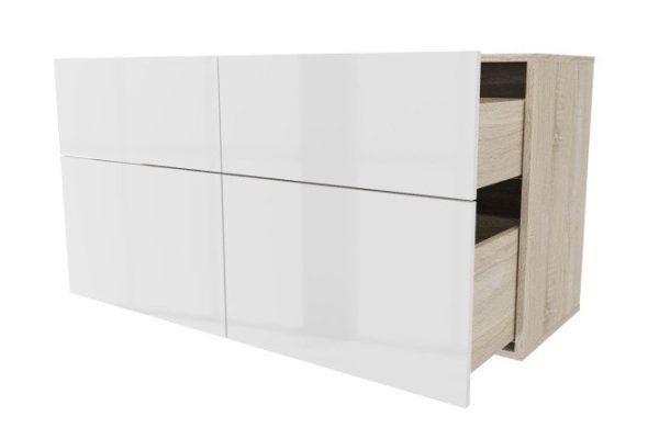 Cabinet 4 drawers Oscar Amika 120x64 with closers, Sonoma oak / white gloss