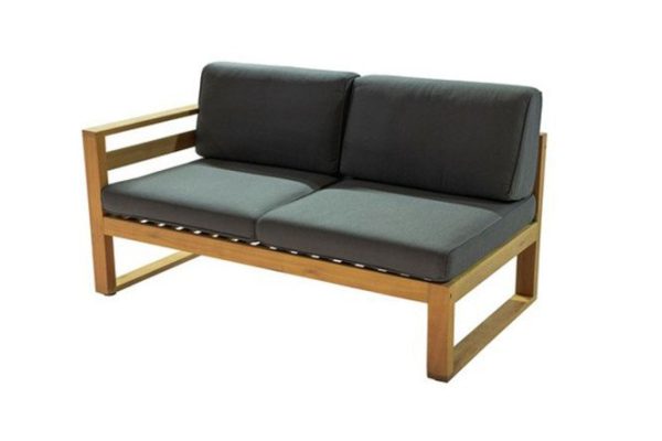 Sofa 2-seater Booka with right armrest 146x83.5x78 cm, frame color light brown, soft elements dark gray graphite