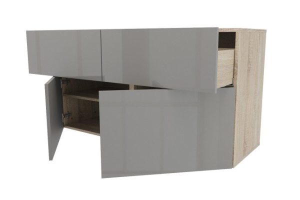 Cabinet 2 drawers 2 doors Oscar Amika 120x64 with closers, Sonoma oak / dusty gray gloss