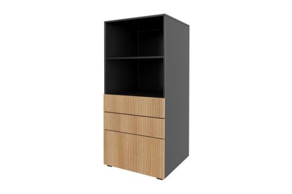 Children's chest of drawers Oscar Amelie mini 60x130x56.6 cm, anthracite, Canadian oak