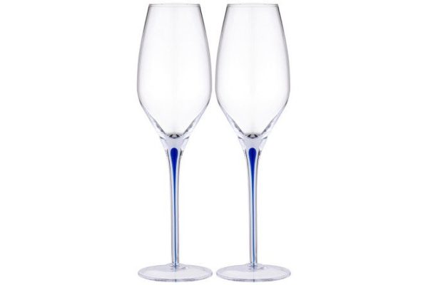 Set of champagne glasses Lefard Accent Sky Blue 300 ml, Glass, 2 pcs.