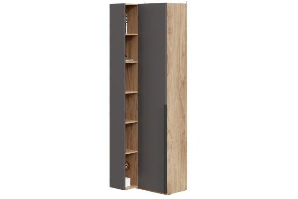 Corner cabinet Porto with 1 blind door and transitional shelving 70x217.1x58.2 cm
