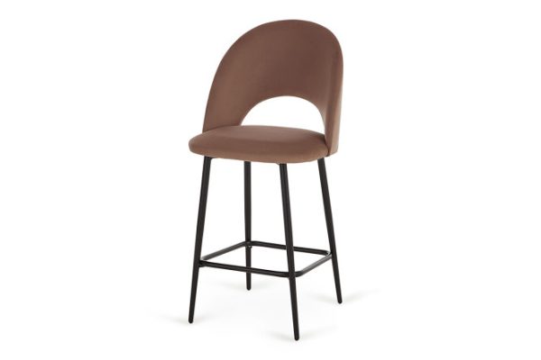 Half-bar chair Rock 49x101x53 cm, upholstery color brown, legs gloss black