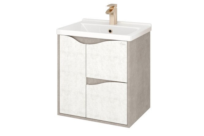 Hanging cabinet ONIKA Brandon 106138 57.6 cm, frame color light stone, facade cream concrete