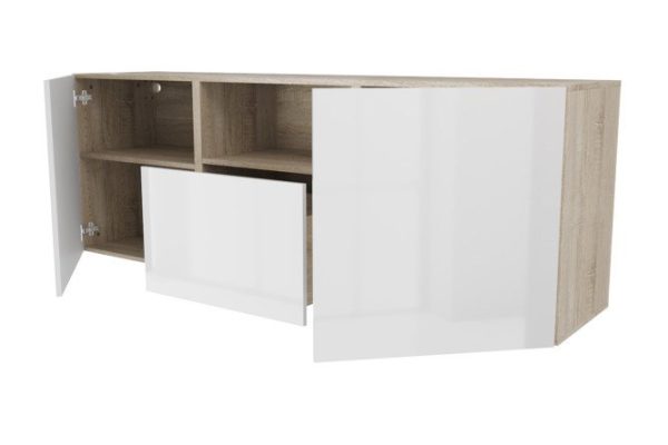 Cabinet 2 doors, drawer and shelf Oscar Amika 180x64 with closers, Sonoma oak / white gloss