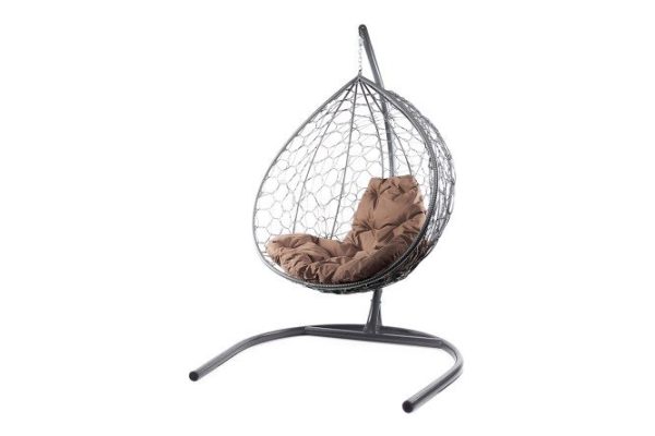 Hanging cocoon chair XL 75x186x118 cm, base and frame color gray, finishing gray