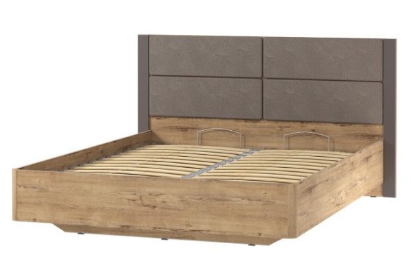Bed with lifting mechanism Livorno color oak bunratti, soft graphite, gray 160x200 cm
