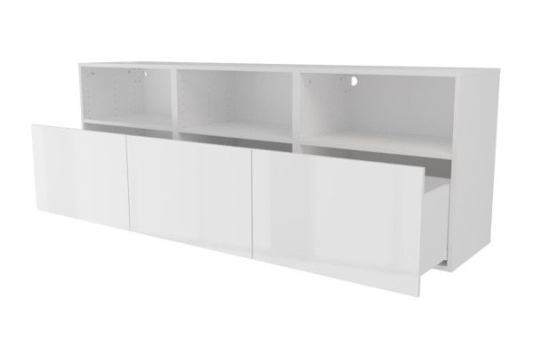 nrfjw0juwom0py09i6xm9tohgz9zpbr5.jpg Cabinet 3 shelves and 3 drawers Oscar Amika 180x64 with push to open, white / white gloss
