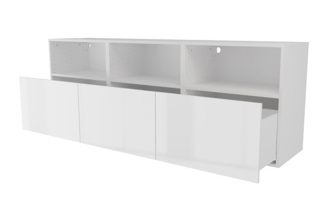Cabinet 3 shelves and 3 drawers Oscar Amika 180x64 with push to open, white / white gloss