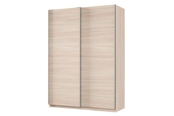 Sliding wardrobe 2-door Praktik 160x220x60 cm, light Shimo ash, silver profile
