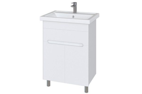 Floor cabinet with sink Sanstar Modena 56.4 cm, white glossy color