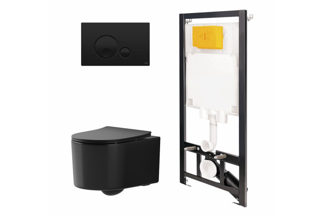 Installation with toilet and panel POINT 886914GBO3+PN41701BM matte black