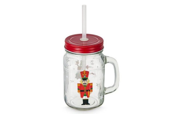 nw05hwfc03a5os1j7a9c1xzdcv104j2a.jpg EVIO Nutcracker mug with lid and straw 450 ml, Glass