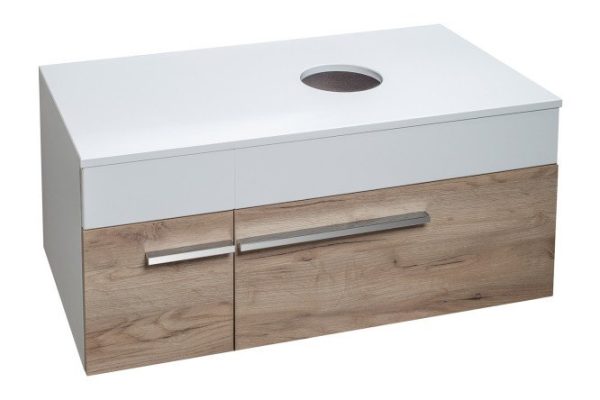 Hanging cabinet RUNO Woodline 00-00001344 85 cm, frame color white, facade white, craft oak