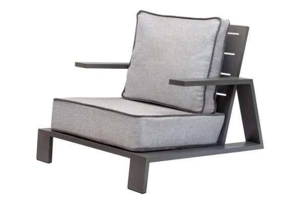 Outdoor armchair Korfu frame color dark gray, soft elements gray