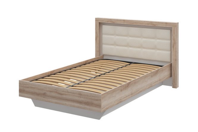 Double bed Lumen 122x201 cm color Sacramento oak, white snow, white pearl