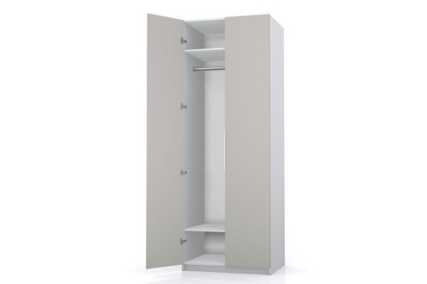 Wardrobe 2-door Oscar Moon 75x236x58 cm, white, light gray soft