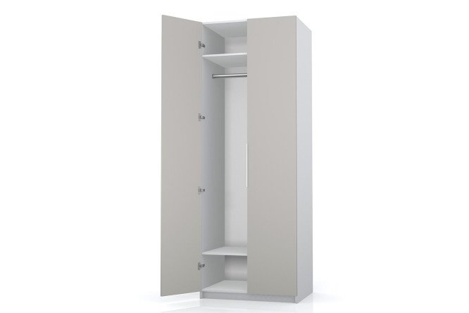 Wardrobe 2-door Oscar Moon 75x236x58 cm, white, light gray soft