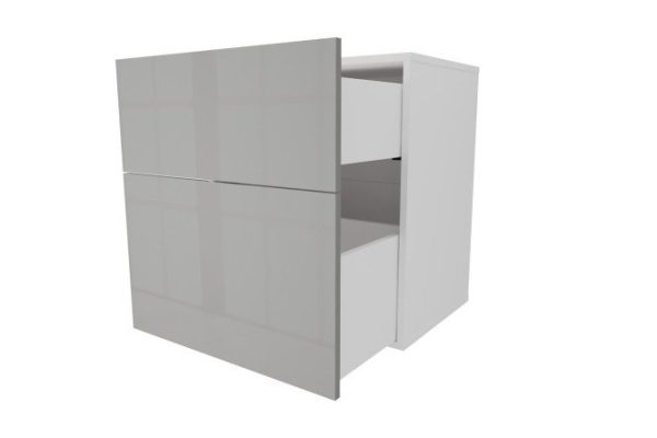 Cabinet with two drawers Oscar Amika 60x64 with push to open, white / dusty gray gloss