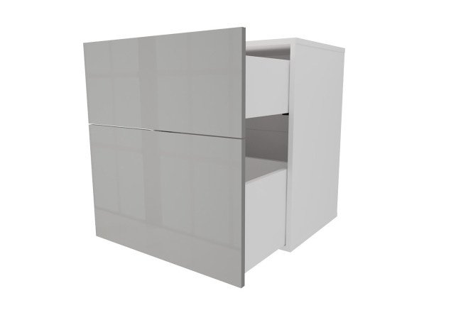 Cabinet with two drawers Oscar Amika 60x64 with push to open, white / dusty gray gloss