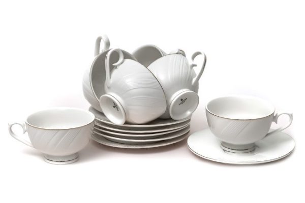 Set of tea pairs Gracia Linar 6 persons, 12 pcs., Porcelain