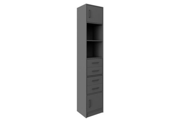 Shelving unit Virage with 4 drawers and 2 doors, graphite gray