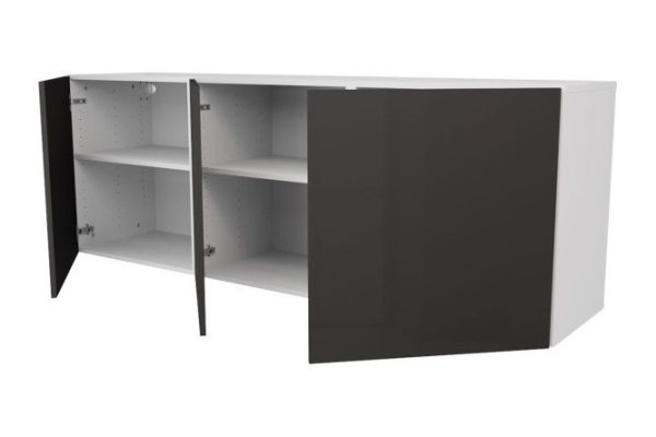 Cabinet with doors Oscar Amika 180x64, white / black graphite gloss