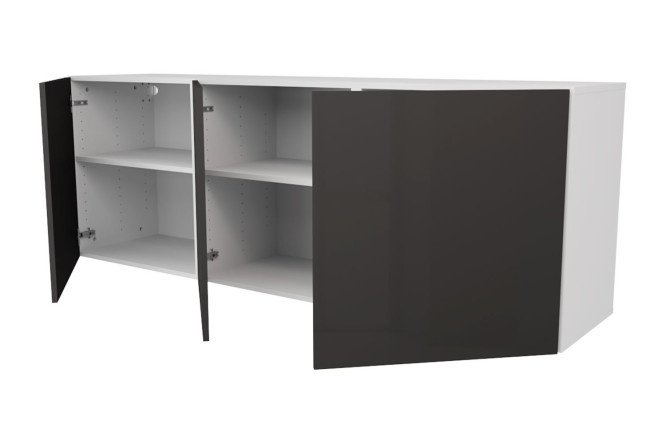 Cabinet with doors Oscar Amika 180x64, white / black graphite gloss