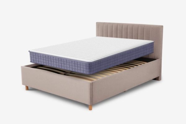 Garda bed complete with MILDEX Jackson mattress, gray-beige 160x200 cm