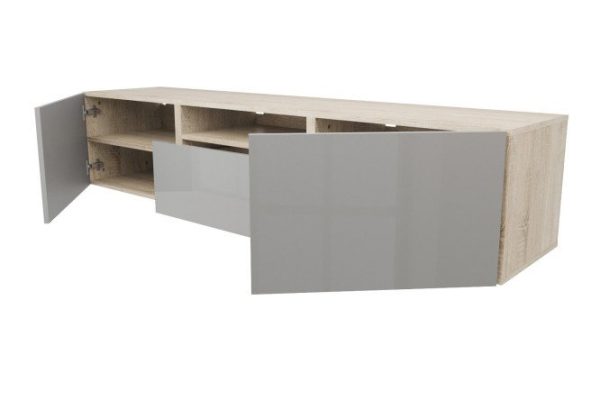 Cabinet with 2 doors, drawer and shelf Oscar Amika 180x38 with push to open, Sonoma oak / dusty gray gloss