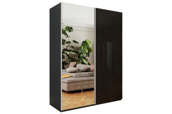 2-door wardrobe Comet 160x240x66 cm, diamond gray, black