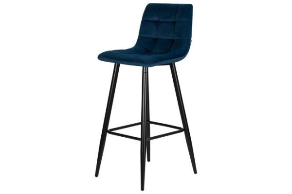 Bar chair DOBRIN Nicole 43x105x52 cm, upholstery color dark blue, legs matte black