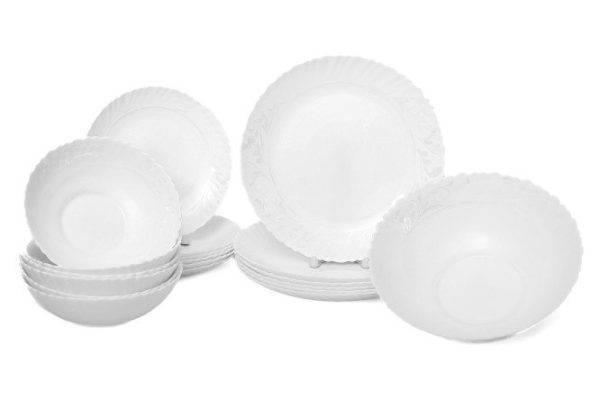 Morning Baroque table set for 6 persons, 19 pieces, glass ceramics