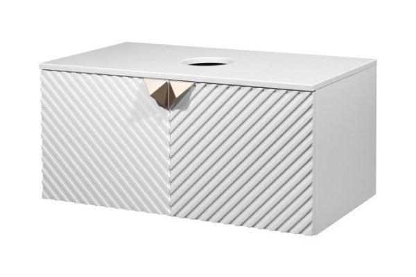 Hanging cabinet RUNO Andorra 85 cm, frame color matte white, facade white gloss