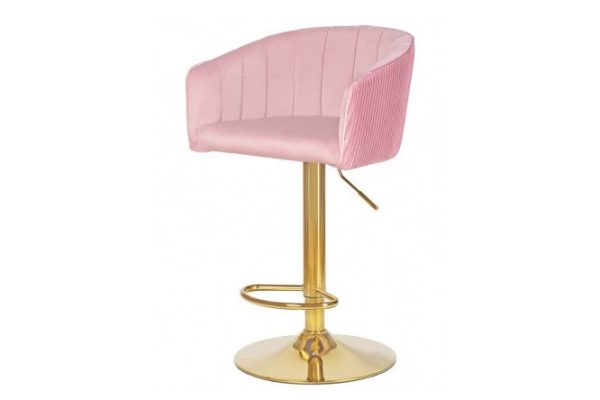 Bar chair DOBRIN Darcy Gold 51x86x46 cm, pink upholstery, gold legs