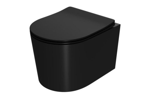 Wall-hung toilet POINT Vesta PN41701BM, matte black 37x34x49 cm