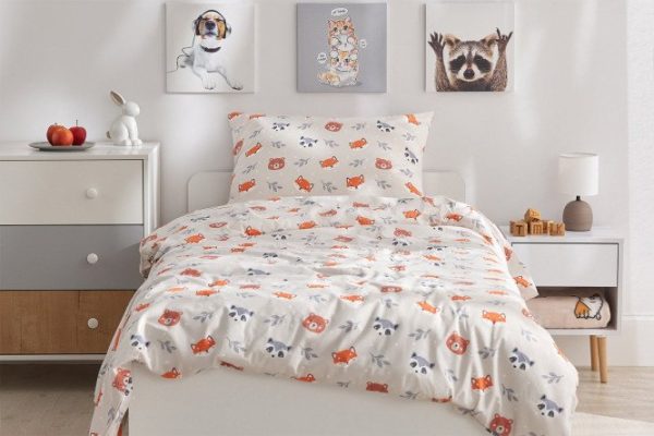 Bedding set MICASA Kids Cute animals Poplin, 143x215 cm