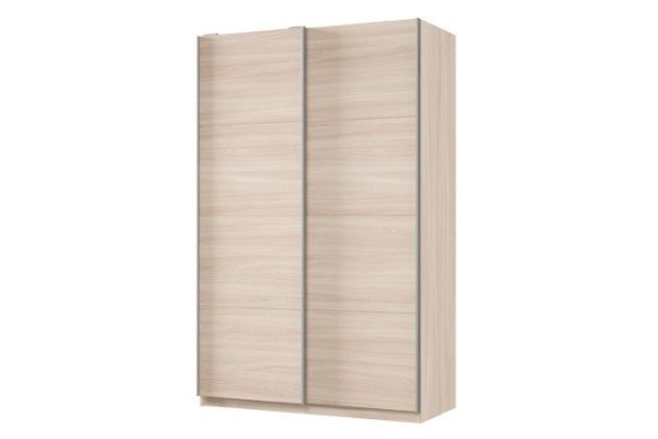 Sliding wardrobe 2-door Praktik 140x220x60 cm, light Shimo ash, silver profile