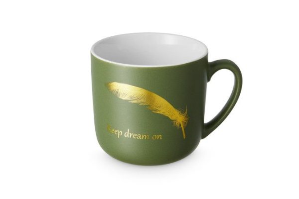 Mug EVIO Golden feather 380 ml, Porcelain