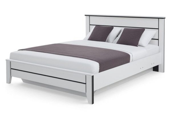 Bed with lifting mechanism Wilma 180x200 cm, white smooth/black smooth