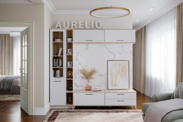 Living room Aurelio white, blackwood satin