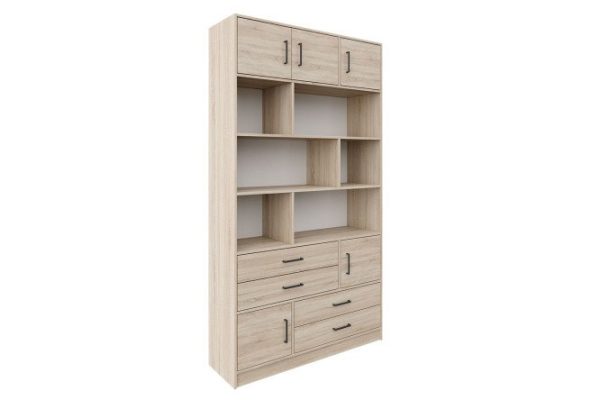 Shelving unit Virage with 4 drawers and 5 doors, sonoma oak
