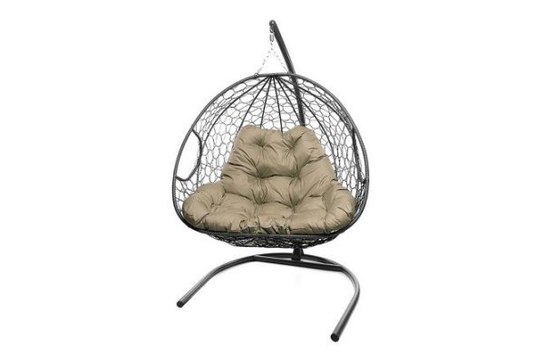 Hanging chair for two 119x186x120 cm, base and frame color white, finishing white