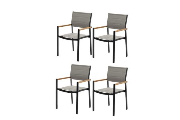 Maya chair set color dark gray graphite, natural teak, light gray