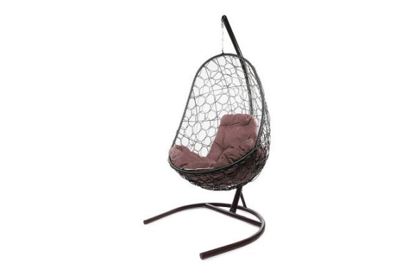 Hanging cocoon chair Oval 83x186x70 cm, base and frame color brown, finishing brown